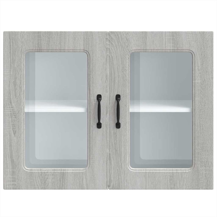 Keukenwandkast met glazen deur bewerkt hout grijs sonoma eiken