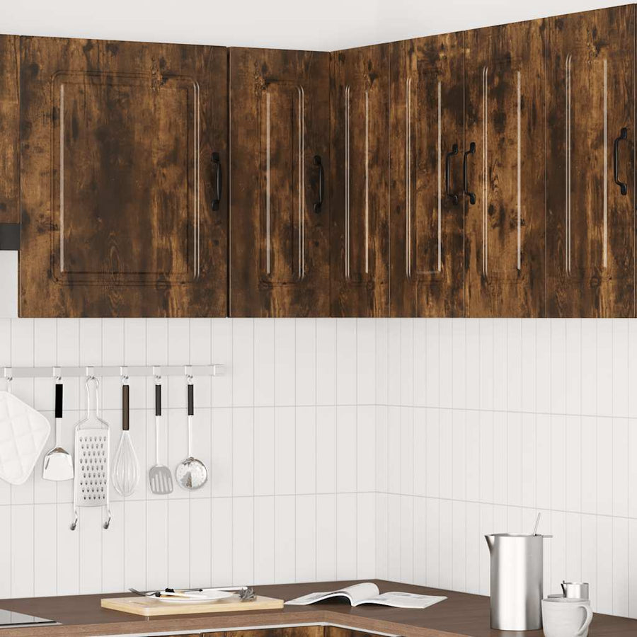 Keukenwandhoekkast Kalmar bewerkt hout gerookt eikenkleurig