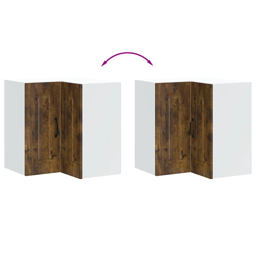 Keukenwandhoekkast Kalmar bewerkt hout gerookt eikenkleurig
