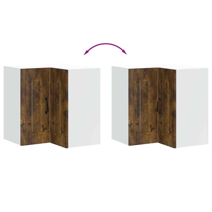 Keukenwandhoekkast Kalmar bewerkt hout gerookt eikenkleurig