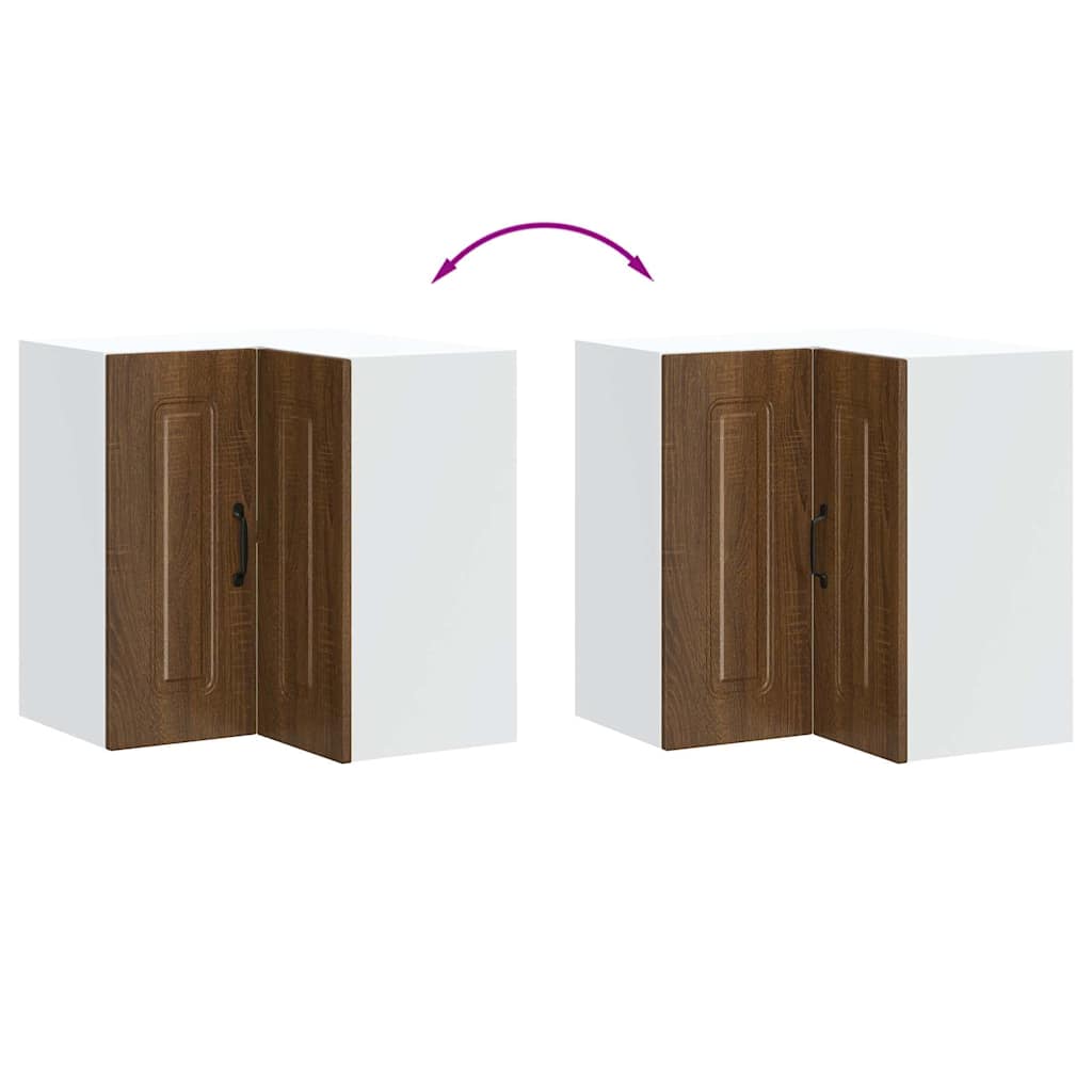 Keukenwandhoekkast Kalmar bewerkt hout bruin eikenkleur