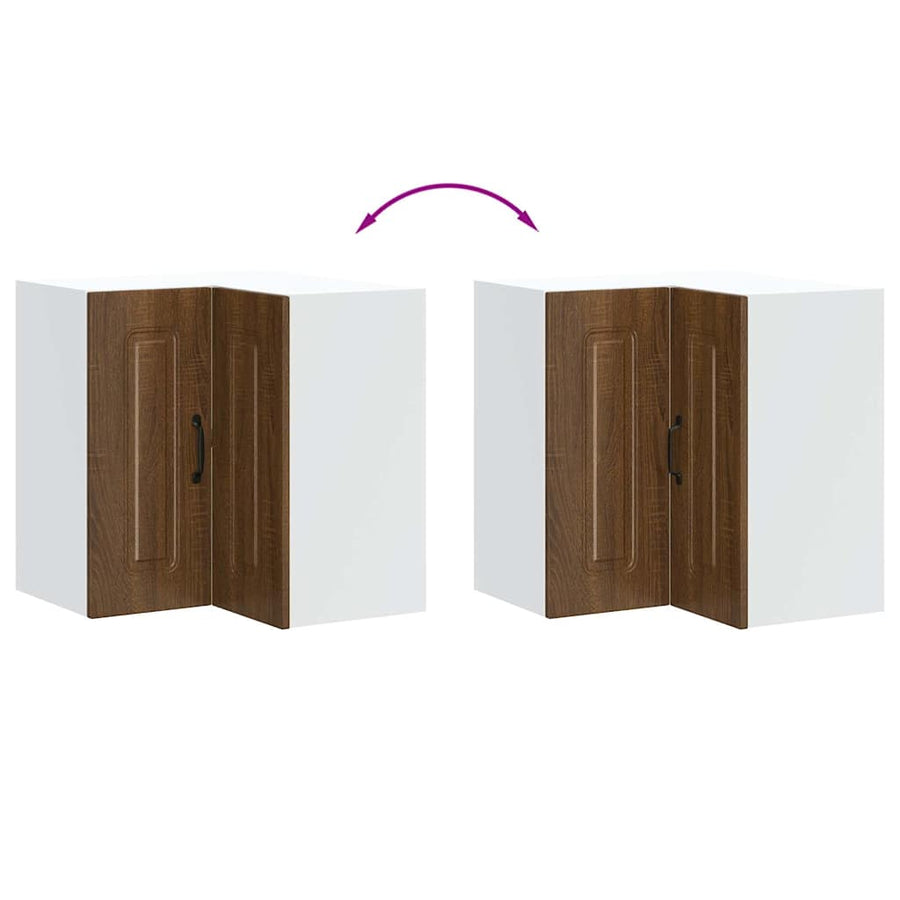 Keukenwandhoekkast Kalmar bewerkt hout bruin eikenkleur