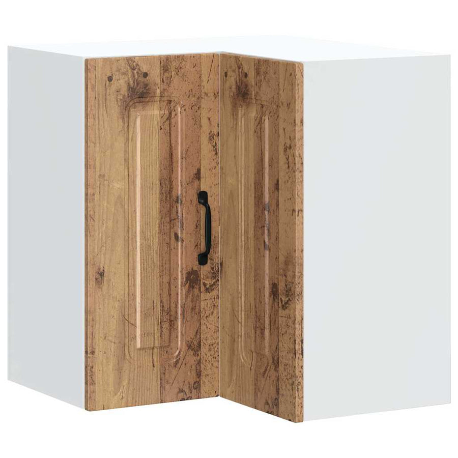 Keukenwandhoekkast Kalmar bewerkt hout oud houtkleurig