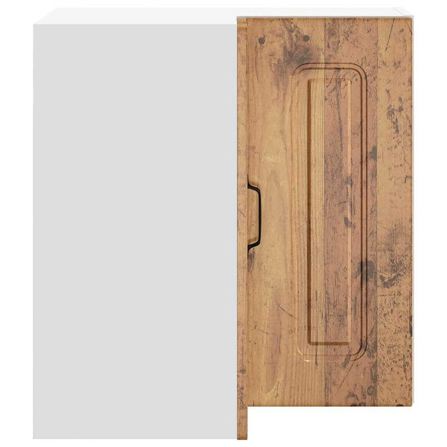 Keukenwandhoekkast Kalmar bewerkt hout oud houtkleurig