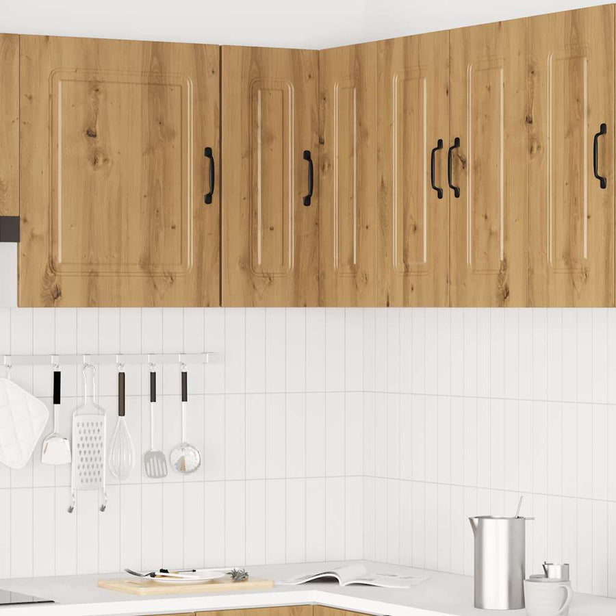 Keukenwandhoekkast Kalmar bewerkt hout artisanaal eikenkleur