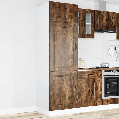 Keukenkast Kalmar bewerkt hout gerookt eikenkleurig