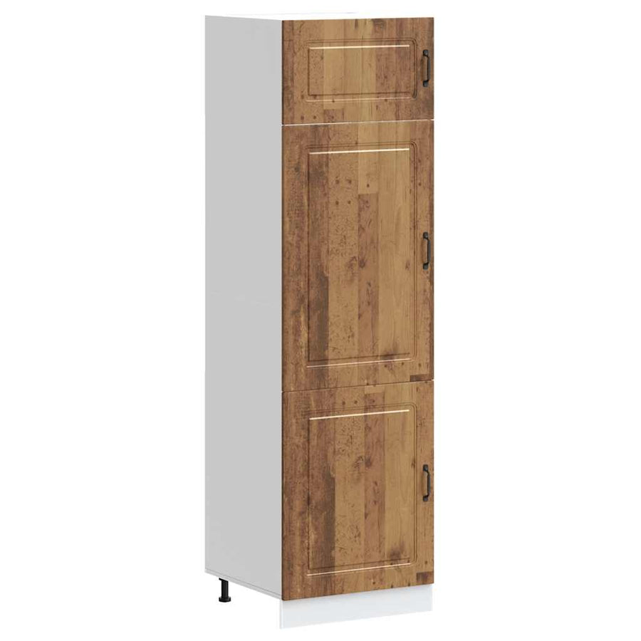Keukenkast Kalmar bewerkt hout oud houtkleurig