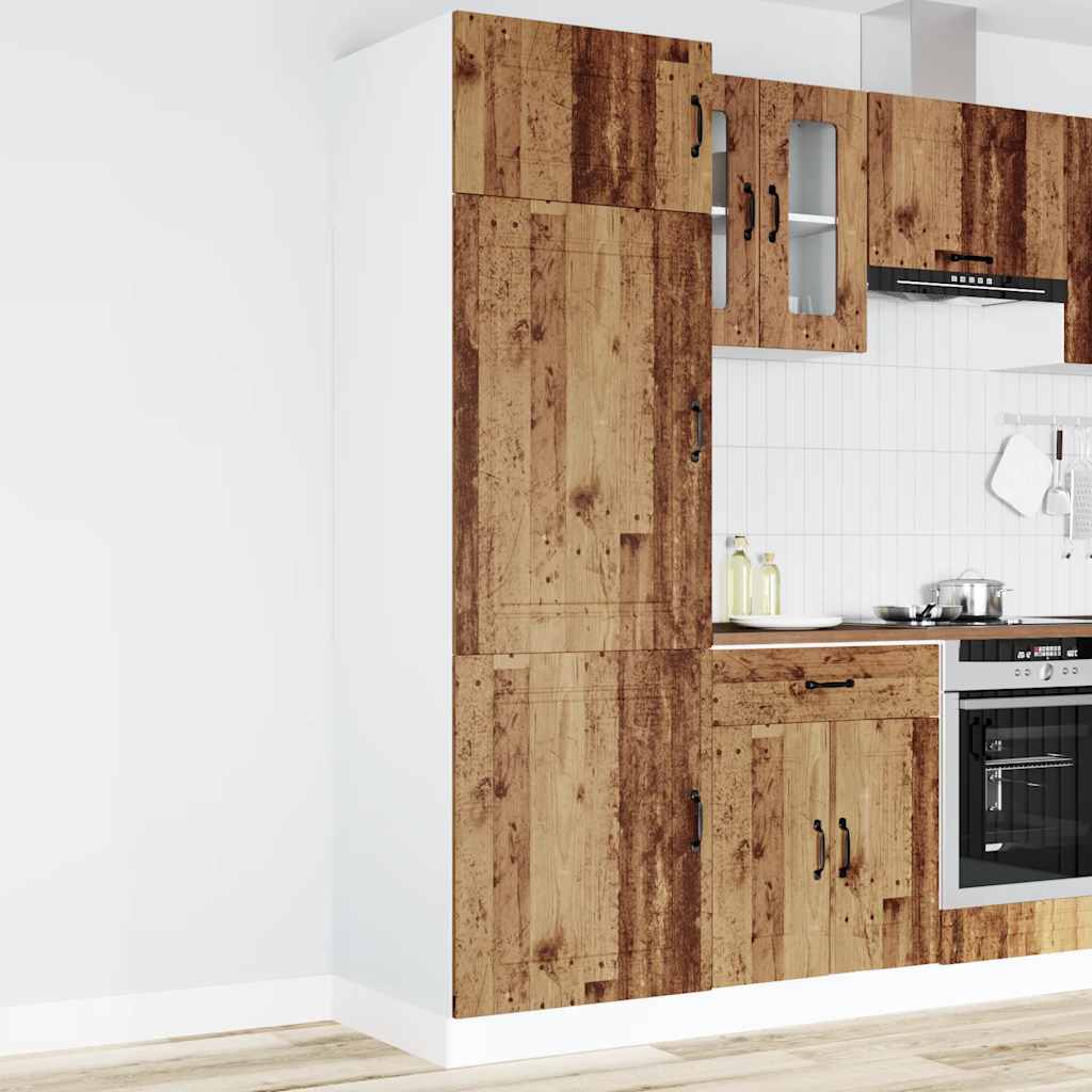 Keukenkast Kalmar bewerkt hout oud houtkleurig