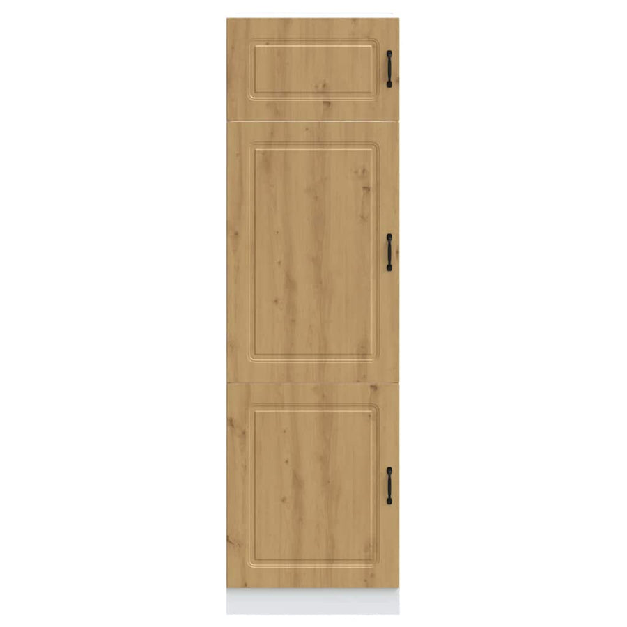 Keukenkast Kalmar bewerkt hout artisanaal eikenkleur