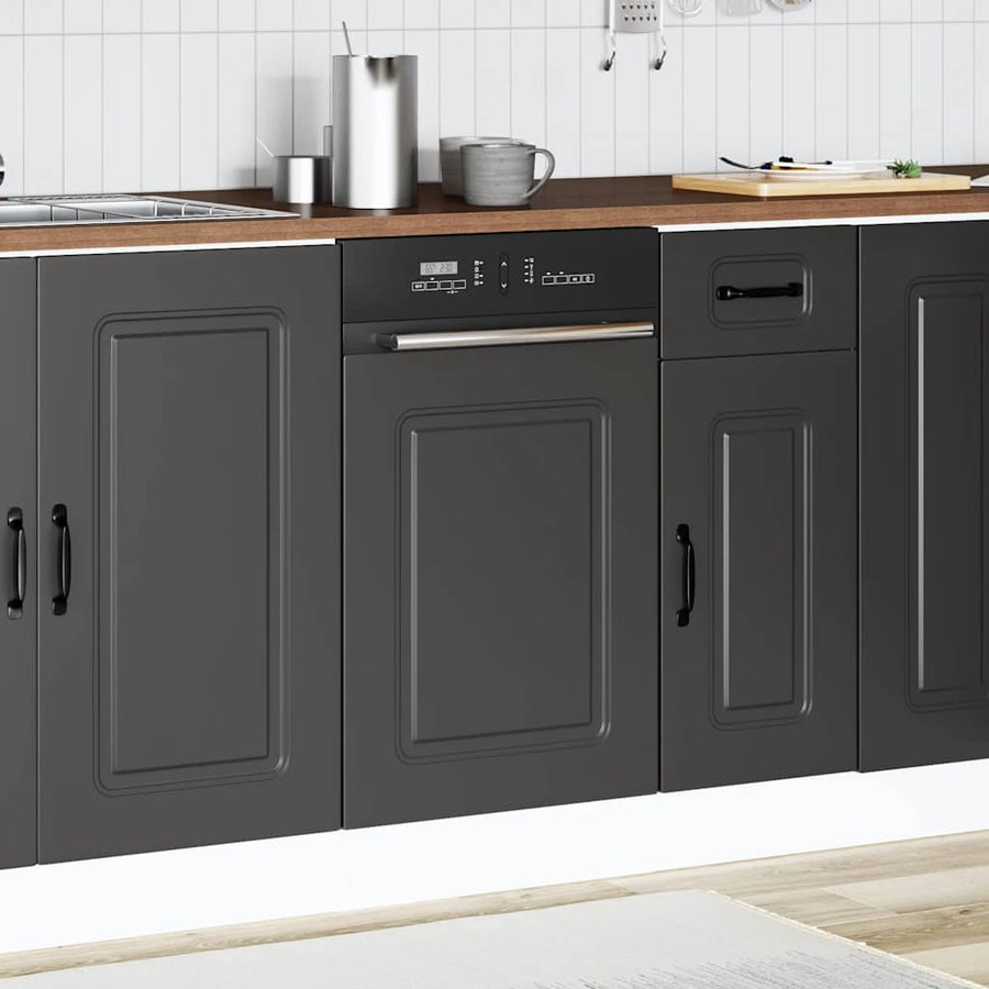 Vaatwaspaneel Kalmar 45x1,5x67 cm bewerkt hout zwart