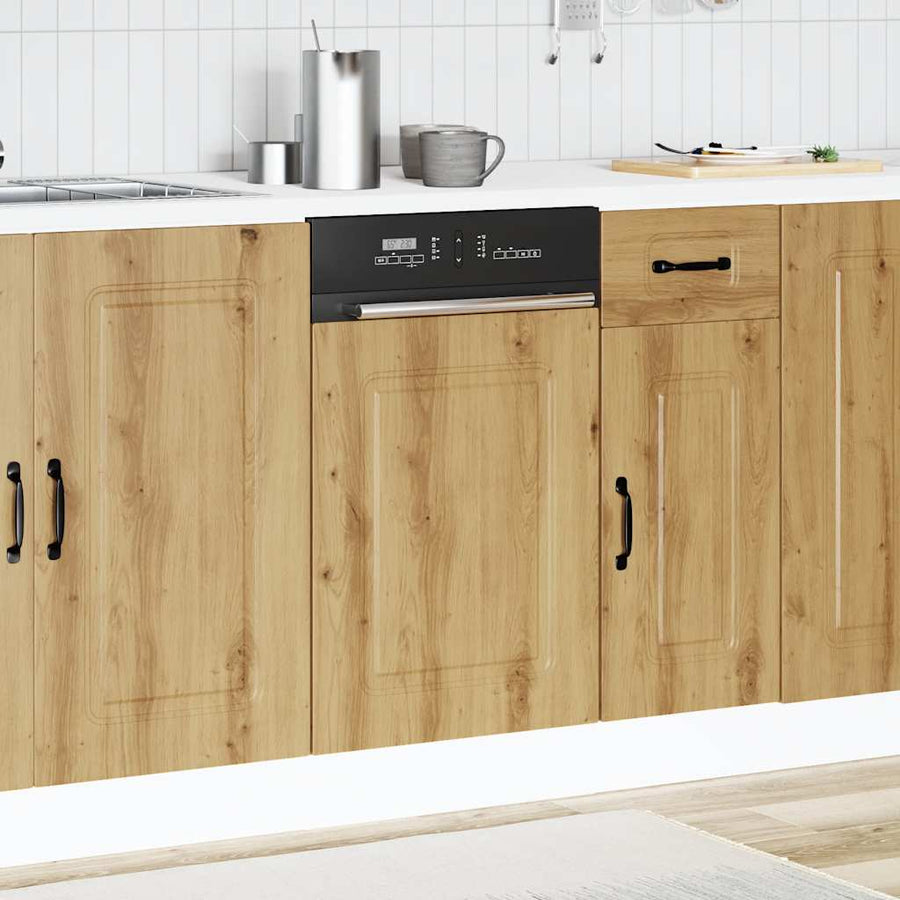 Vaatwaspaneel Kalmar 45x1,5x67 cm bewerkt hout artisanaal eiken