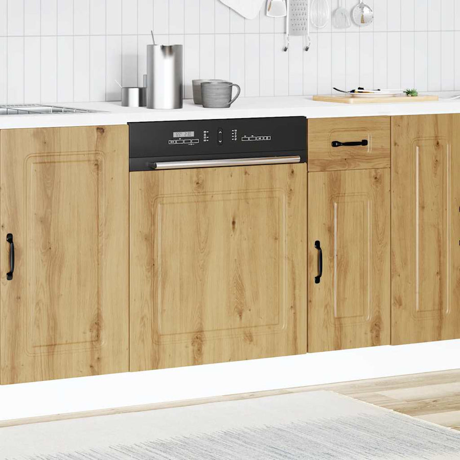 Vaatwaspaneel Kalmar 60x1,5x67 cm bewerkt hout artisanaal eiken
