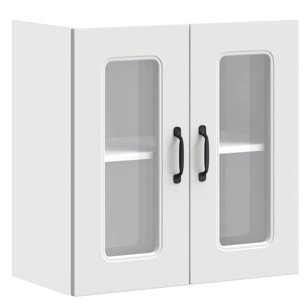 Keukenwandkast met glazen deur Kalmar bewerkt hout wit
