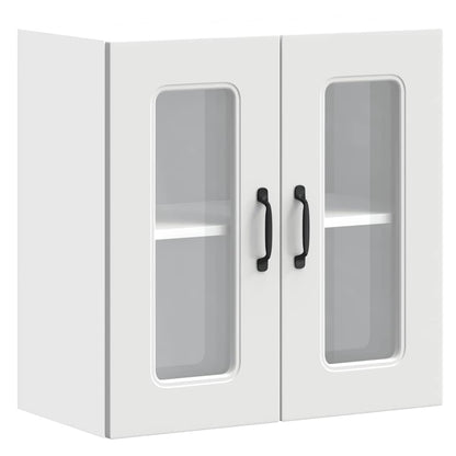 Keukenwandkast met glazen deur Kalmar bewerkt hout wit