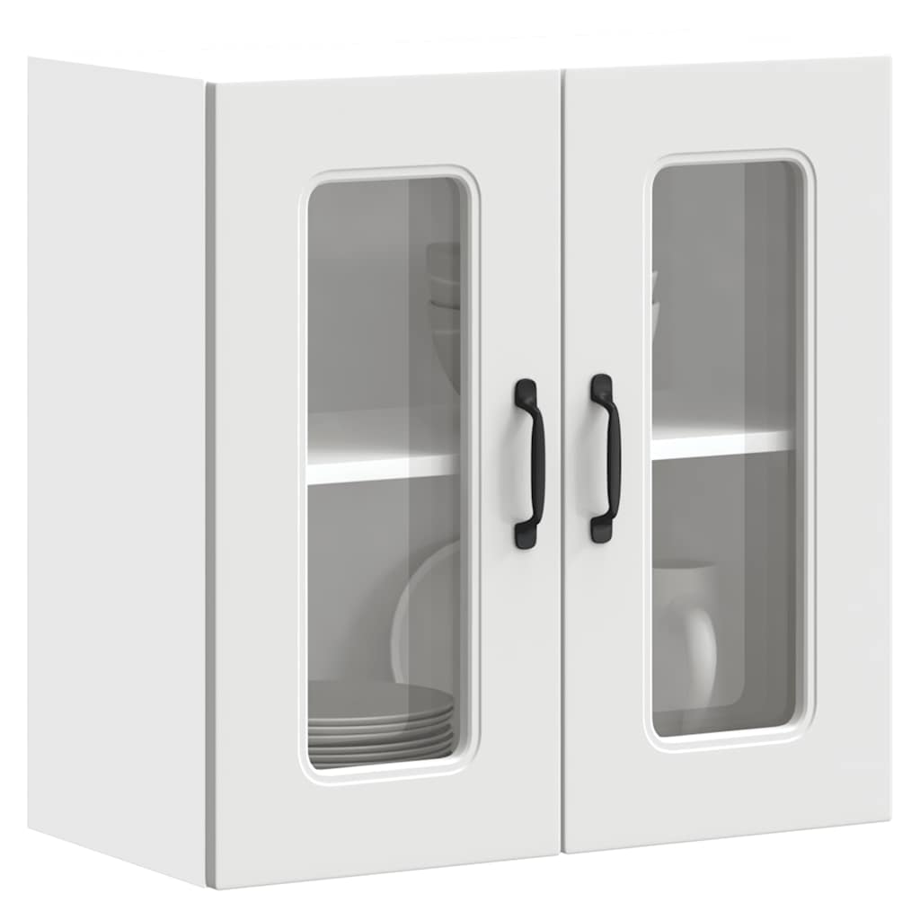 Keukenwandkast met glazen deur Kalmar bewerkt hout wit