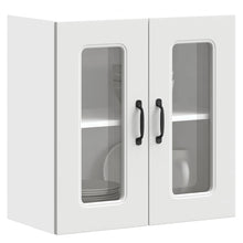 Keukenwandkast met glazen deur Kalmar bewerkt hout wit