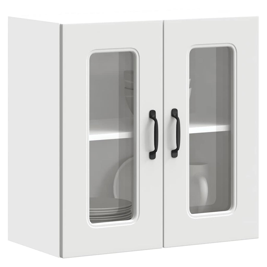 Keukenwandkast met glazen deur Kalmar bewerkt hout wit
