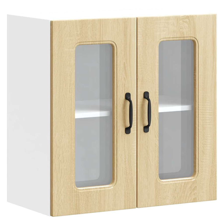 Keukenwandkast met glazen deur bewerkt hout sonoma eikenkleur