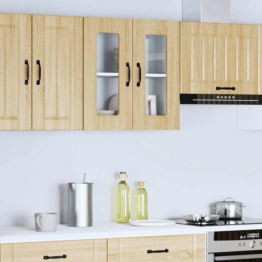 Keukenwandkast met glazen deur bewerkt hout sonoma eikenkleur