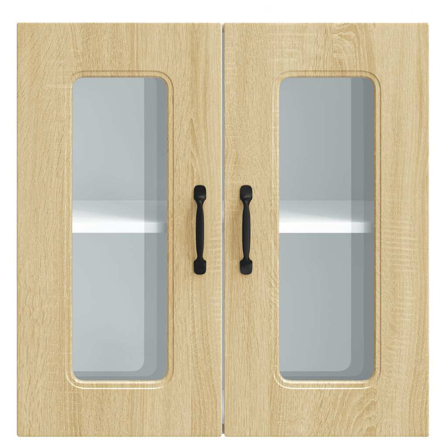 Keukenwandkast met glazen deur bewerkt hout sonoma eikenkleur