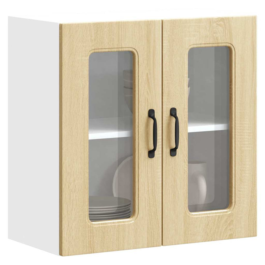 Keukenwandkast met glazen deur bewerkt hout sonoma eikenkleur