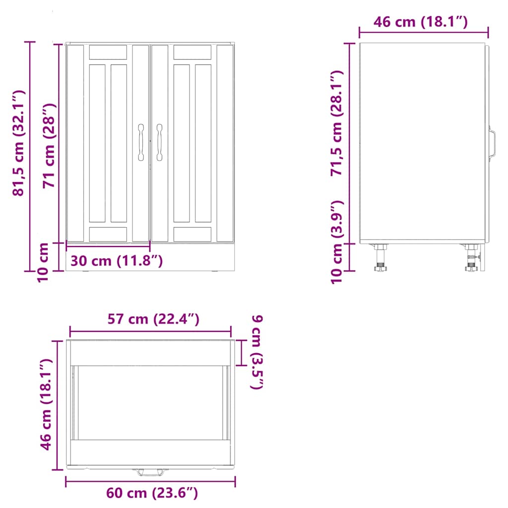 Spoelbakonderkast Lucca bewerkt hout wit