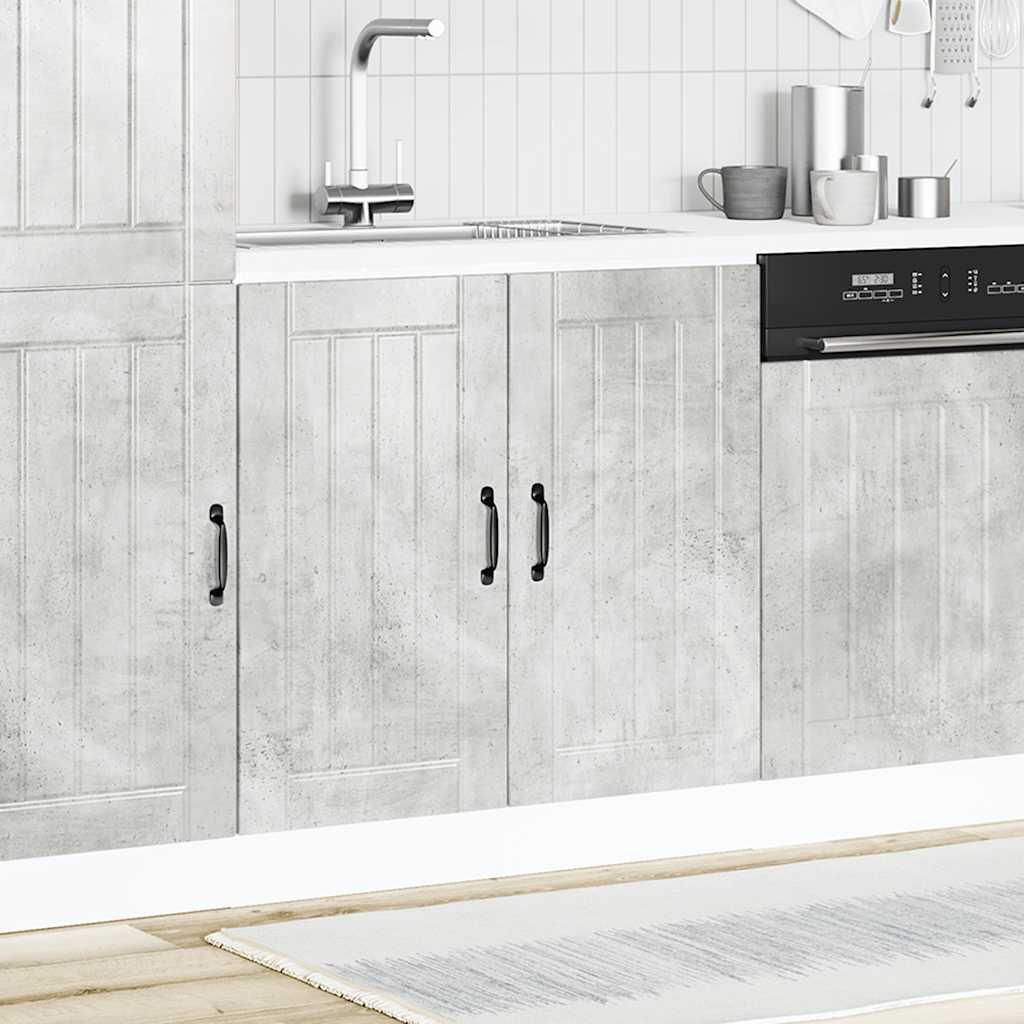 Spoelbakonderkast Lucca bewerkt hout betongrijs