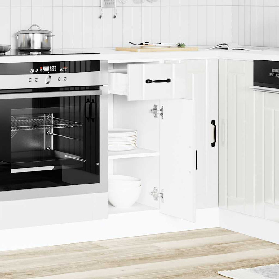 Keuken onderkast Lucca bewerkt hout hoogglans wit