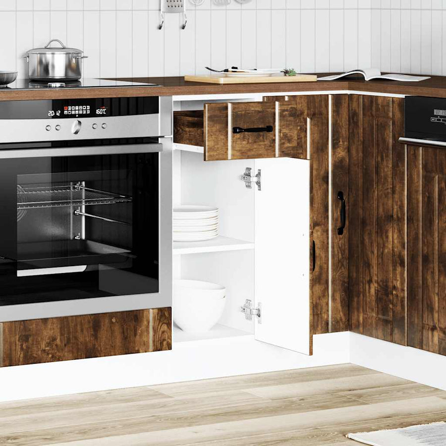 Keuken onderkast Lucca bewerkt hout gerookt eikenkleurig
