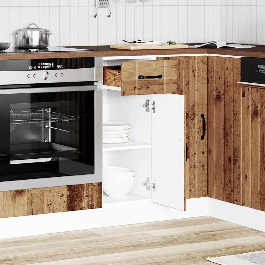 Keuken onderkast Lucca bewerkt hout oud houtkleurig