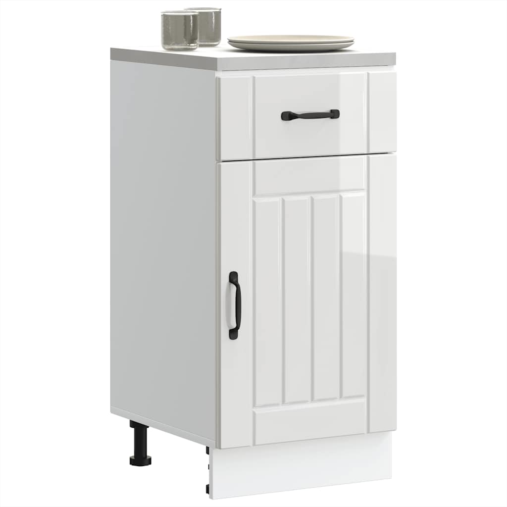 Keuken onderkast Lucca bewerkt hout hoogglans wit