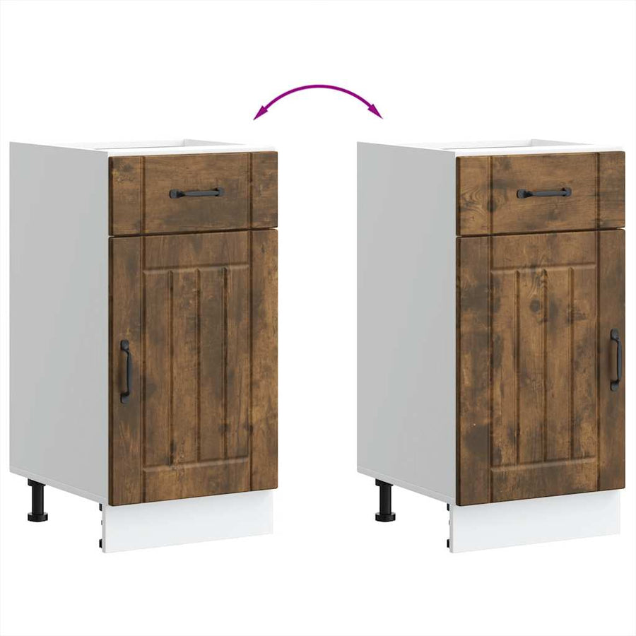 Keuken onderkast Lucca bewerkt hout gerookt eikenkleurig
