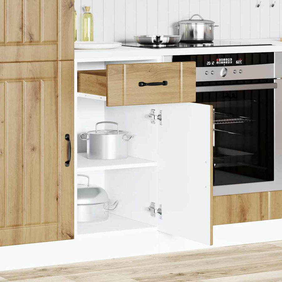 Keuken onderkast Lucca bewerkt hout artisanaal eikenkleur