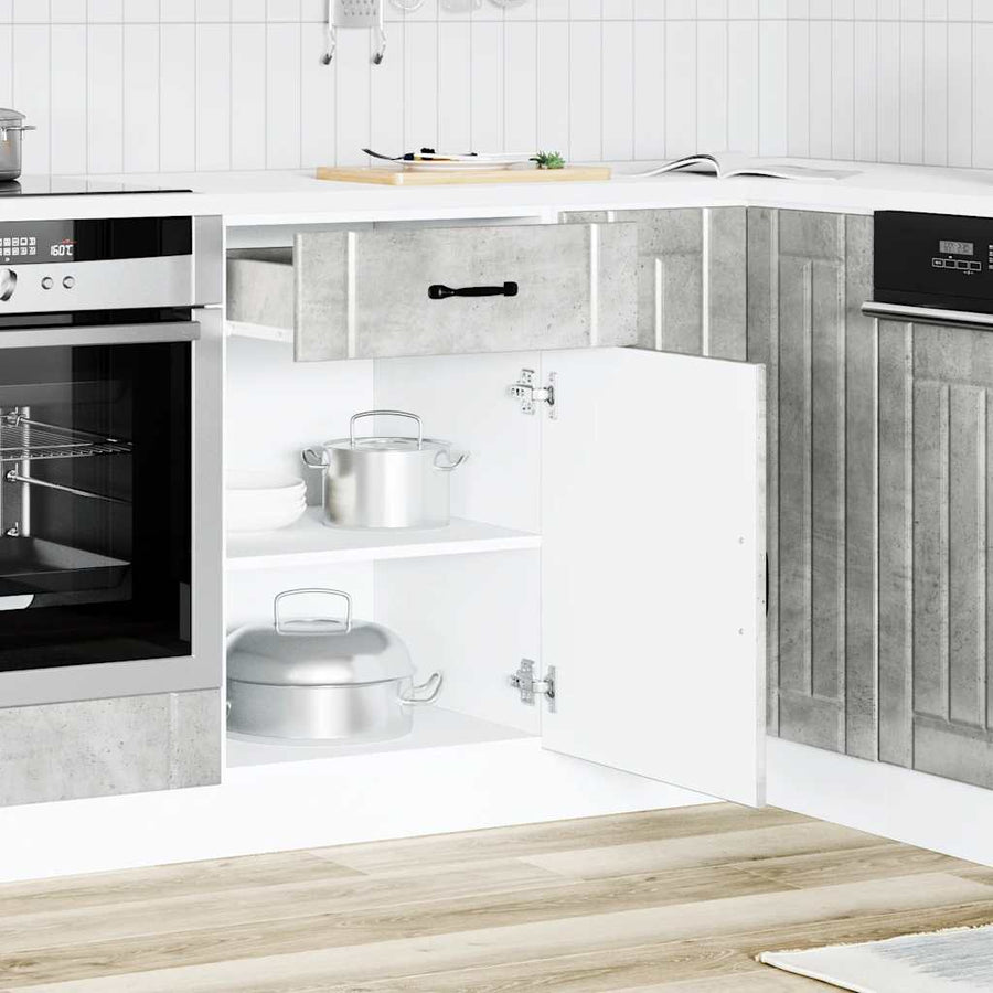Keuken onderkast Lucca bewerkt hout betongrijs