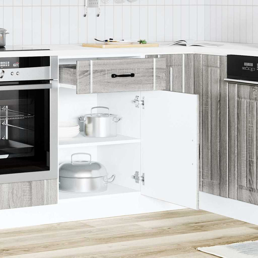 Keuken onderkast Lucca bewerkt hout grijs sonoma eikenkleur
