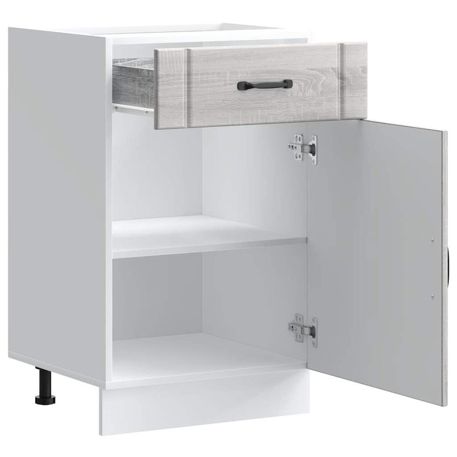 Keuken onderkast Lucca bewerkt hout grijs sonoma eikenkleur