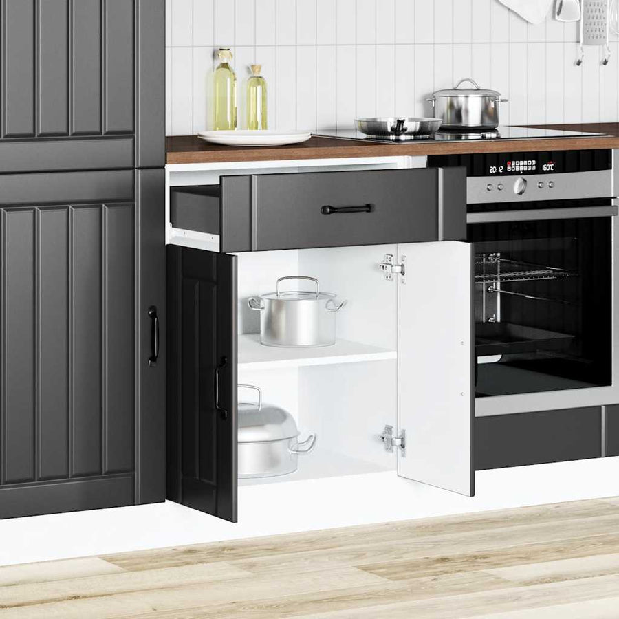 Keuken onderkast Lucca bewerkt hout zwart