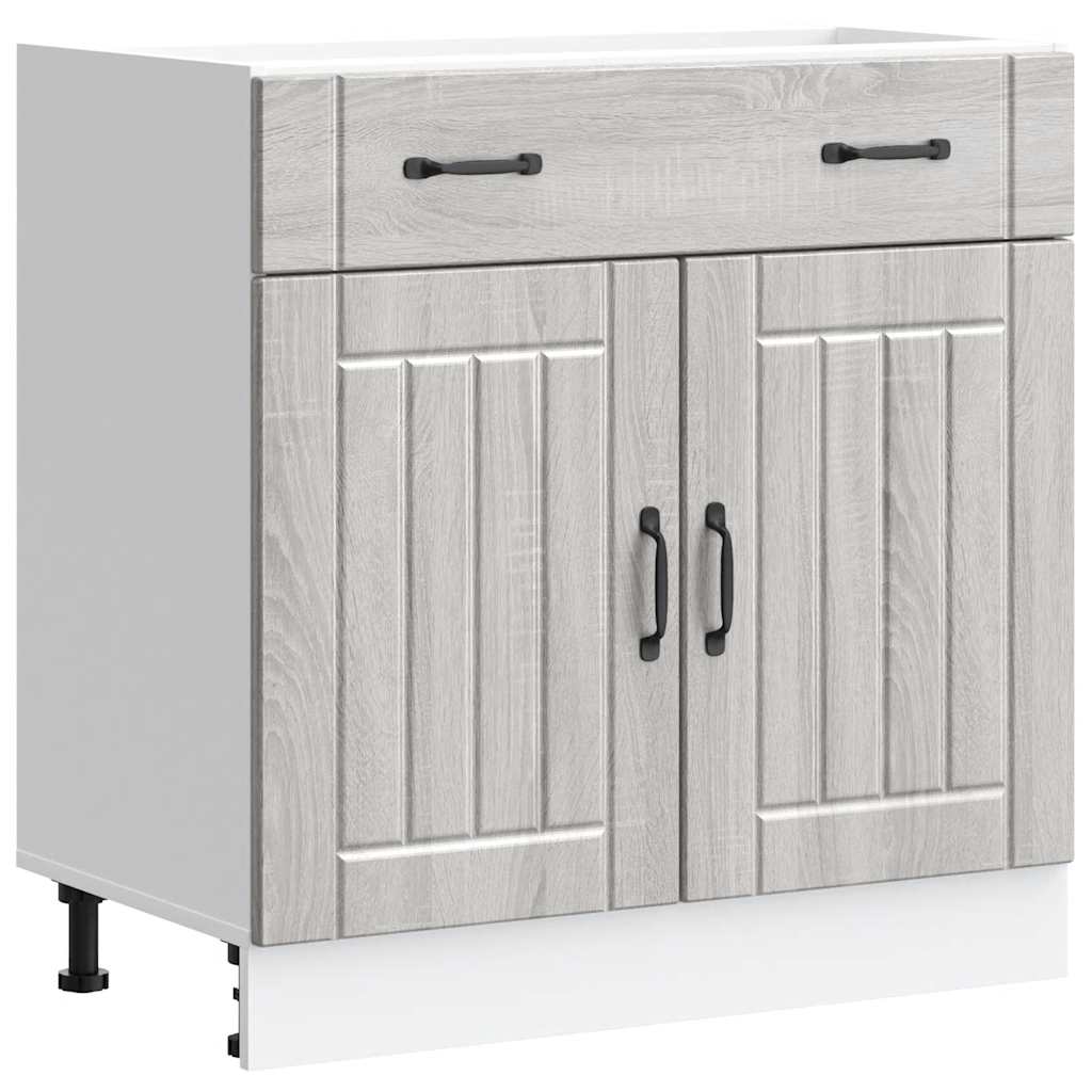 Keuken onderkast Lucca bewerkt hout grijs sonoma eikenkleur