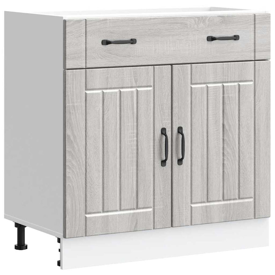 Keuken onderkast Lucca bewerkt hout grijs sonoma eikenkleur