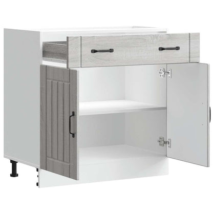 Keuken onderkast Lucca bewerkt hout grijs sonoma eikenkleur