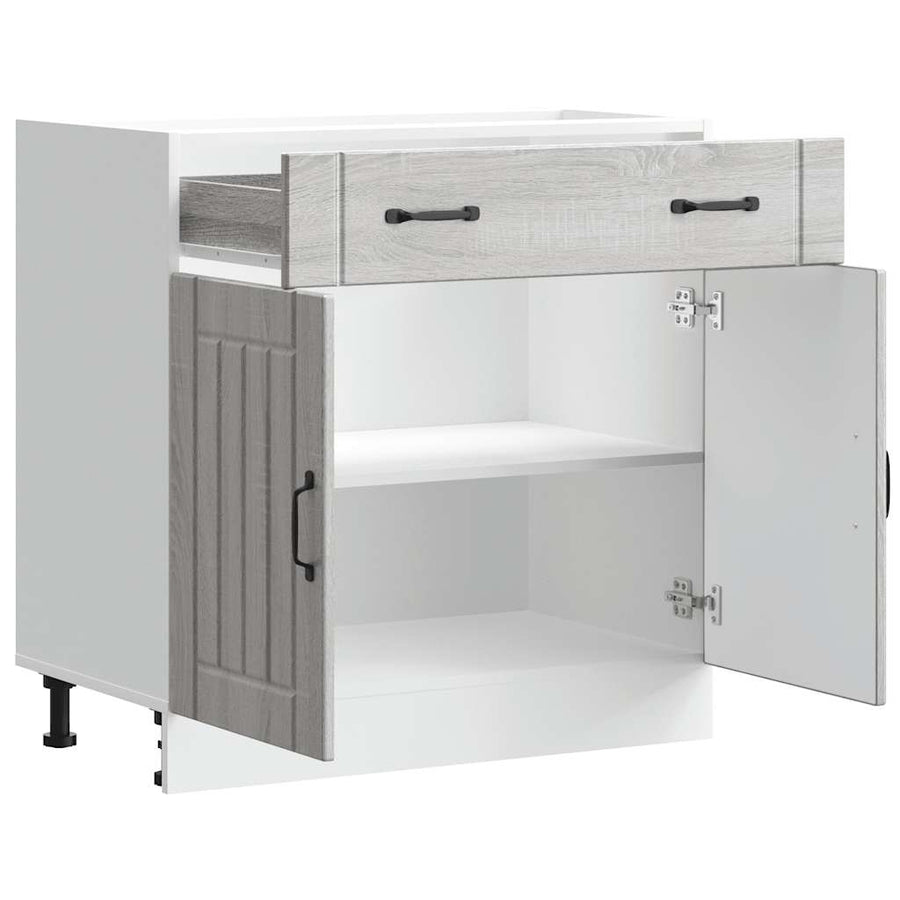 Keuken onderkast Lucca bewerkt hout grijs sonoma eikenkleur