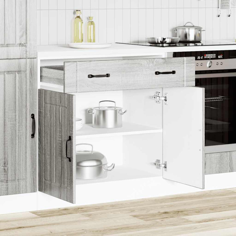 Keuken onderkast Lucca bewerkt hout grijs sonoma eikenkleur