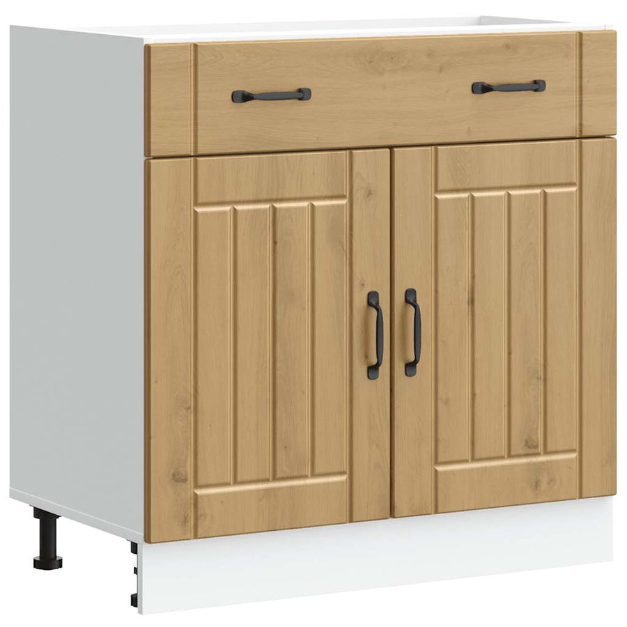 Keuken onderkast Lucca bewerkt hout artisanaal eikenkleur