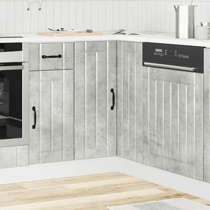 Keuken hoekonderkast Lucca bewerkt hout betongrijs