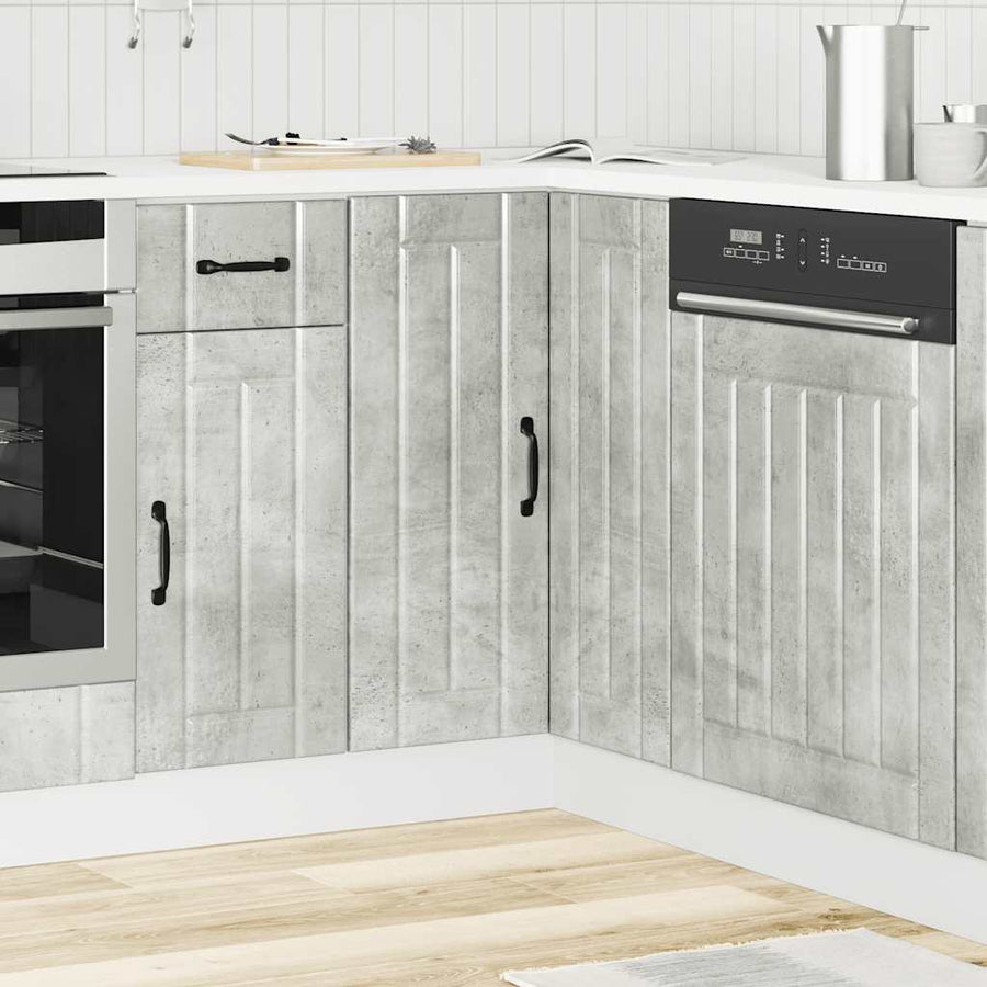 Keuken hoekonderkast Lucca bewerkt hout betongrijs