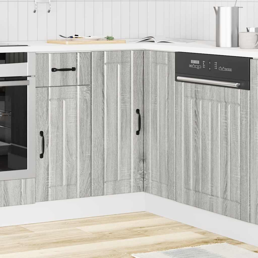 Keuken hoekonderkast Lucca bewerkt hout grijs sonoma eiken