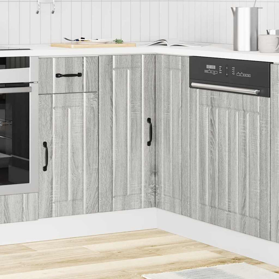Keuken hoekonderkast Lucca bewerkt hout grijs sonoma eiken