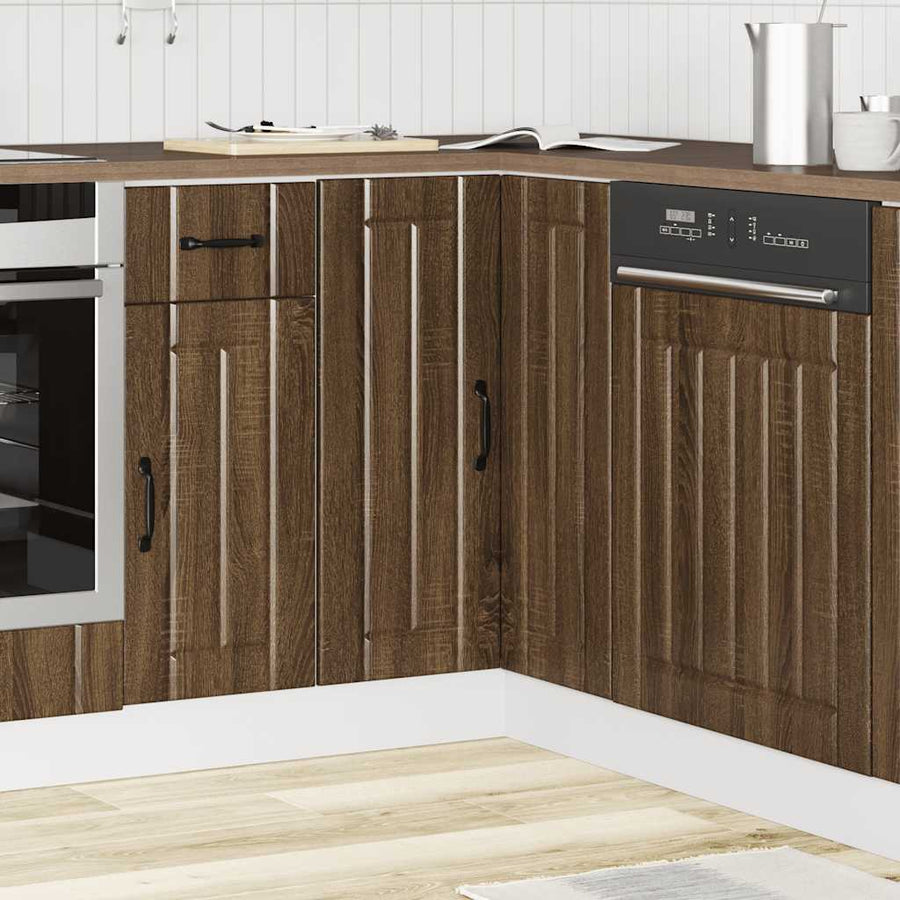 Keuken hoekonderkast Lucca bewerkt hout bruin eikenkleur