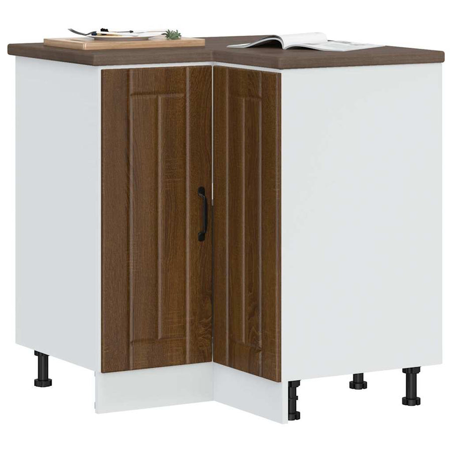 Keuken hoekonderkast Lucca bewerkt hout bruin eikenkleur