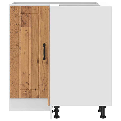 Keuken hoekonderkast Lucca bewerkt hout oud houtkleurig